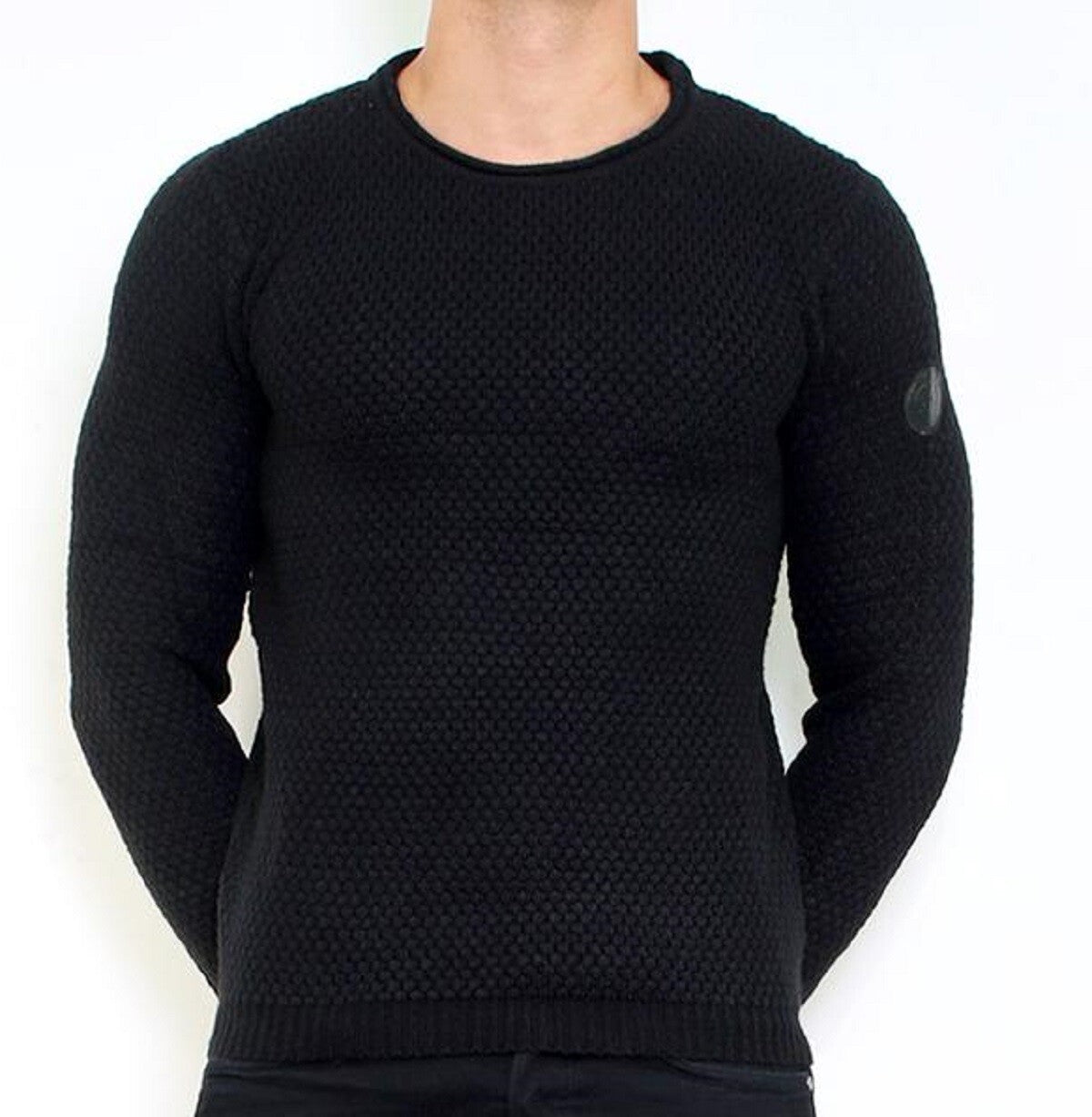 Pull en maille uni col rond, fin de série